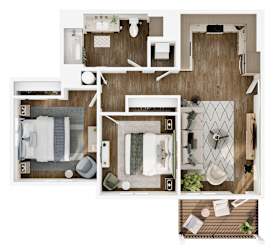The Elowen in Lacey, WA Two Bedroom Apartment Floor Plan
