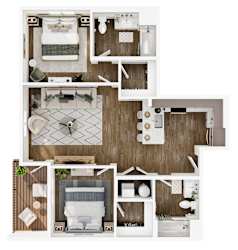 The Elowen in Lacey, WA Two Bedroom Apartment Floor Plan