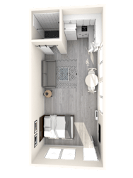 a floor plan of a studio apartment