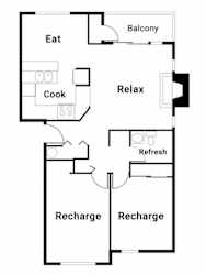 The Lucent Apartments in Tacoma, Washington Two Bedroom Floor Plan