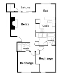The Lucent Apartments in Tacoma, Washington Two Bedroom Floor Plan