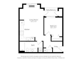 Meadowlark at Fairview Apartments in Fairview, Oregon One Bedroom Floor Plan
