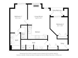 Meadowlark at Fairview Apartments in Fairview, Oregon Two Bedroom Floor Plan