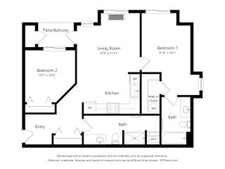 Meadowlark at Fairview Apartments in Fairview, Oregon Two Bedroom Floor Plan