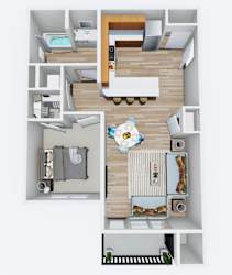The Northern at Coeur d'Alene Apartments One Bedroom Floor Plan