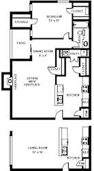 Fulton's Crossing and Landing 2D Floor Plan - The Canville 1b1b