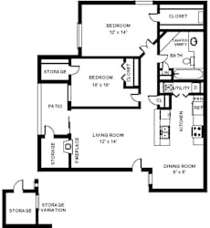 Fulton's Crossing and Landing 2D Floor Plan - The Charleton 2b1b