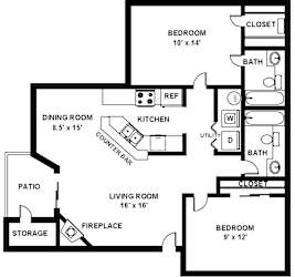 Fulton's Crossing and Landing 2D Floor Plan - The Danbury 2b2b