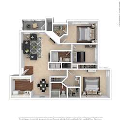The Marina at Martha Lake Apartments 3x2 Furnished Floor Plan