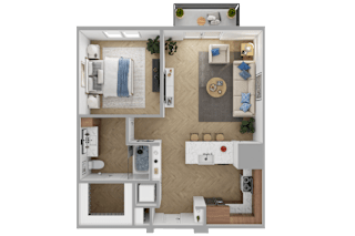 a floor plan of a house with a bedroom and a living room