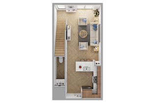 a floor plan of a home with a bedroom and a living room