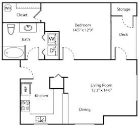 Village on Broadway Apartments in Spokane Valley, Washington One Bedroom Floor Plan