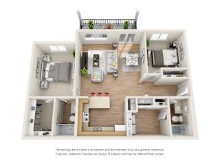 Villas at Tullamore Apartments in Post Falls, Idaho Two Bedroom Floor Plan