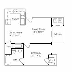 Waterstone at Murrieta Apartments in Murrieta, California 1x1 2D Floor Plan
