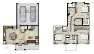 A floor plan of a house with two bedrooms, a living room, a kitchen, a bathroom, a porch, and a walk-in closet.