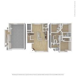 A diagram of a house layout with three different floor plans.