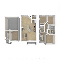 A series of three images showing interior floor plans of a room.