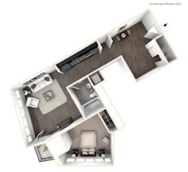 Yard Apartments 1 Bed 1 Bath B Floor Plan