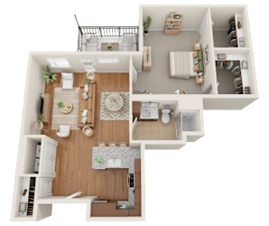 A6, 1 bed 1 bath floor plan at Sylvan Uptown, Colorado, 80203