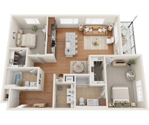 C4, 2 bed 2 bath floor plan at Sylvan Uptown,Colorado, Denver