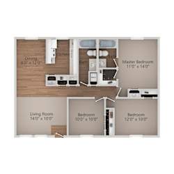 Floor Plan 3 Bedroom 2 Bath