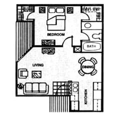 Floor Plan 1 Bedroom - Large