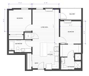 A black and white floor plan of a house with labeled rooms.