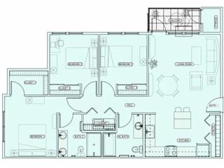 A floor plan of a house with labeled rooms such as "DINING ROOM" and "KITCHEN".