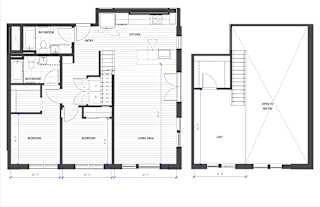 A black and white floor plan of a house with labeled rooms.