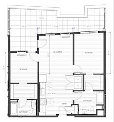 A black and white floor plan of a house with labeled rooms.