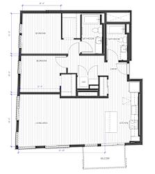 A floor plan of an apartment with dimensions and room labels.