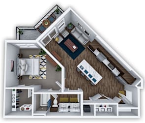 A1 1 bed 1 bath D at The Villas at Waterside, Lenexa, KS, 66214