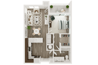 one bedroom one bath floor plan at The Apex at CityPlace, Overland Park