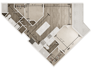 2 bedroom 2 bathroom floor plan Y at The Apex at CityPlace, Overland Park, 66210