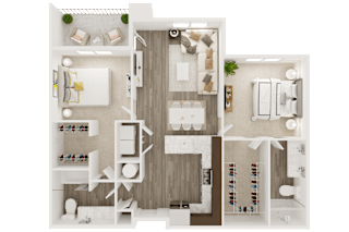 2 bed 2 bath floor plan at The Apex at CityPlace, Overland Park, KS