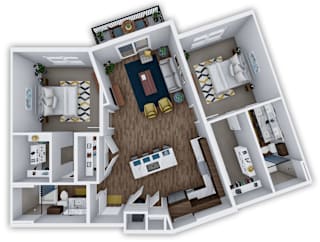B3 3d 2 bed 2 bath at The Villas at Waterside, Lenexa, 66214