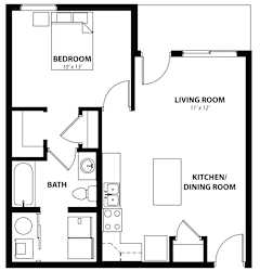 A1 2D Floor Plan at Capitol Grove Apartments, Des Moines, IA, 50317
