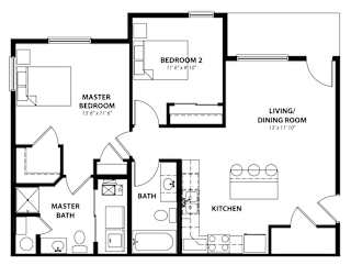 B5 2D Floor Plan at Capitol Grove Apartments, Des Moines, Iowa