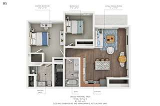 B5 Floor Plan at Capitol Grove Apartments, Des Moines, 50317