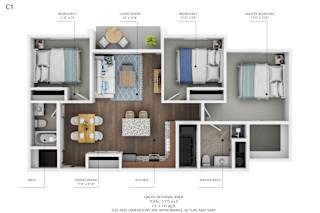 C1 Floor Plan at Capitol Grove Apartments, Iowa
