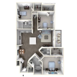 The Magnolia 3 Bed 2  Bath  Floor Plan at The Crest at Laurel Canyon, Georgia
