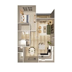 1 bed 1 bath Floorplan at The Crest at Oakwood Apartments, Oakwood , GA, 30566