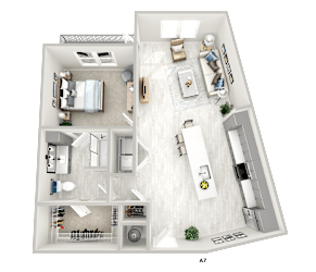 District At Riverside High End Apartment Community: A7 1 Bed, 1 Bath Apartment Home Floorplan Located in Chattanooga, TN