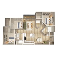 3 bed 2 bath Floorplan at The Crest at Oakwood Apartments, Oakwood , GA