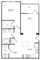 The Cypress  1 Bed 1 Bath Floor Plan at The Crest at Laurel Canyon, Georgia