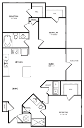 The Magnolia 3 Bed  2 Bath Floor Plan at The Crest at Laurel Canyon, Georgia, 30114