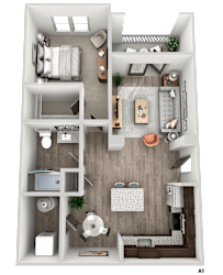 1 bed 1 bath A1 Floor Plan at The Crest at South Point, Georgia, 30253