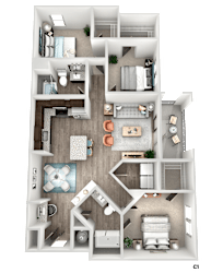3 bed 2 bath C1 Floor Plan at The Crest at South Point Apartments, Davenport , GA