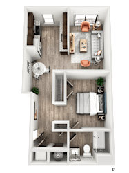 studio 1 bath S1 Floor Plan at The Crest  at The Crest at South Point Apartments, Davenport