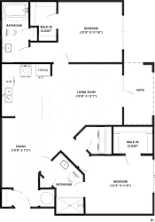 Two bedroom two bath 2D floorplan with patio at The Crest at Acworth Apartments, Acworth, GA 30102